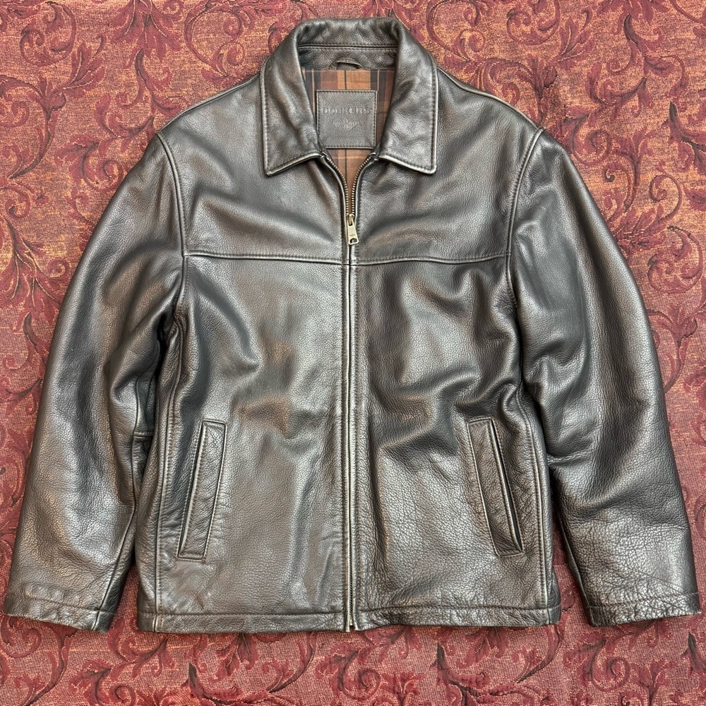 90s Dockers Genuine Leather Jacket with Quilt Lining
